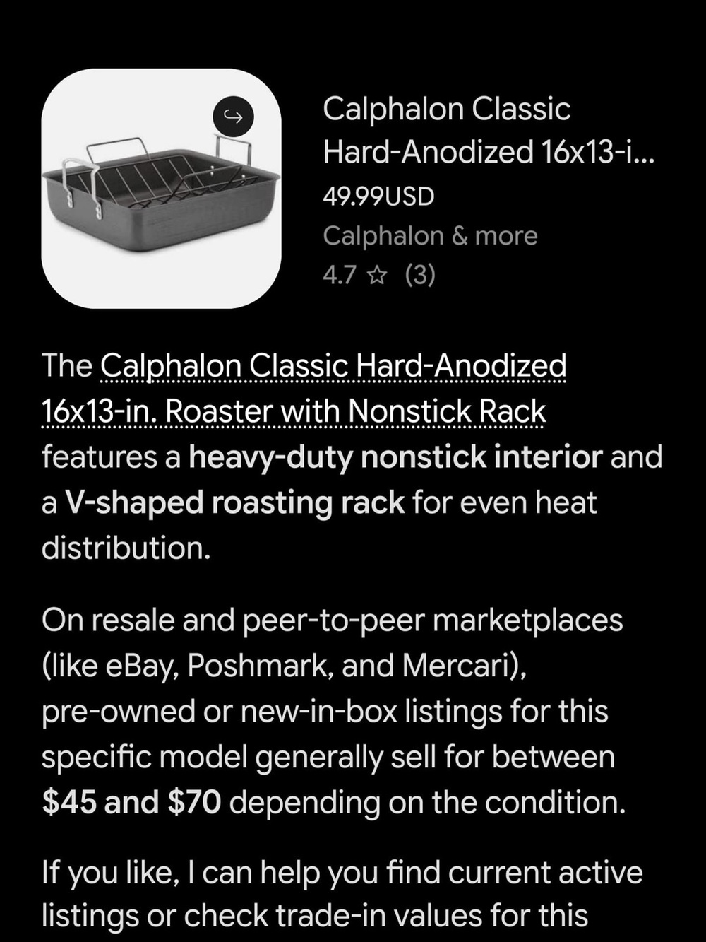 Calphalon classic nonstick roaster rack cooking turkey thanksgiving oven 13”x16” - Picture 3 of 3